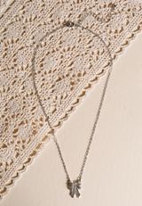 Silver Rhinestone Bow Necklace, C431, small