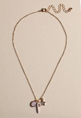 Gold And Pink Candy Cane Charm Necklace, C605, small