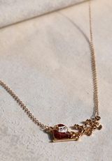 Gold Santa Sleigh And Reindeer Necklace, C605, small