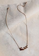 Gold Santa Sleigh And Reindeer Necklace, C605, small