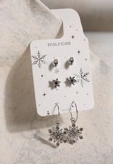 Silver Snowflake Earring Set, C431, small