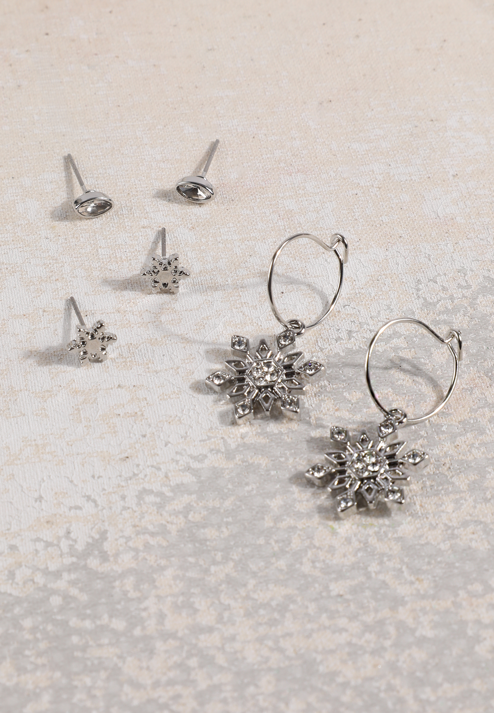Silver Snowflake Earring Set, C431, large