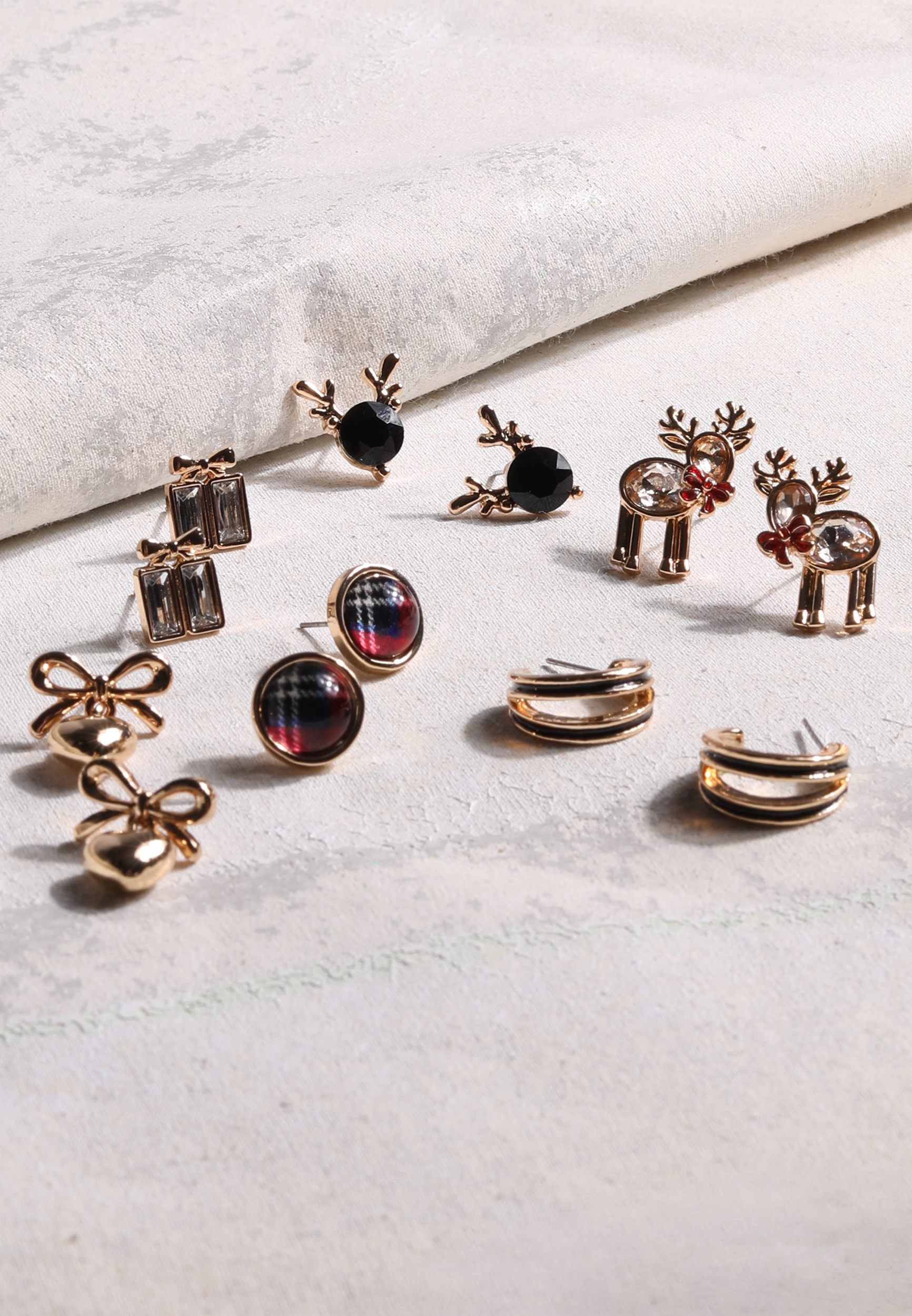 Gold Holiday Mixed Earring Set, C605, large