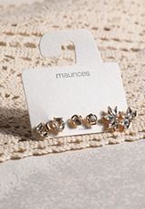 Gold Sparkle Stud Earring Set, C605, small