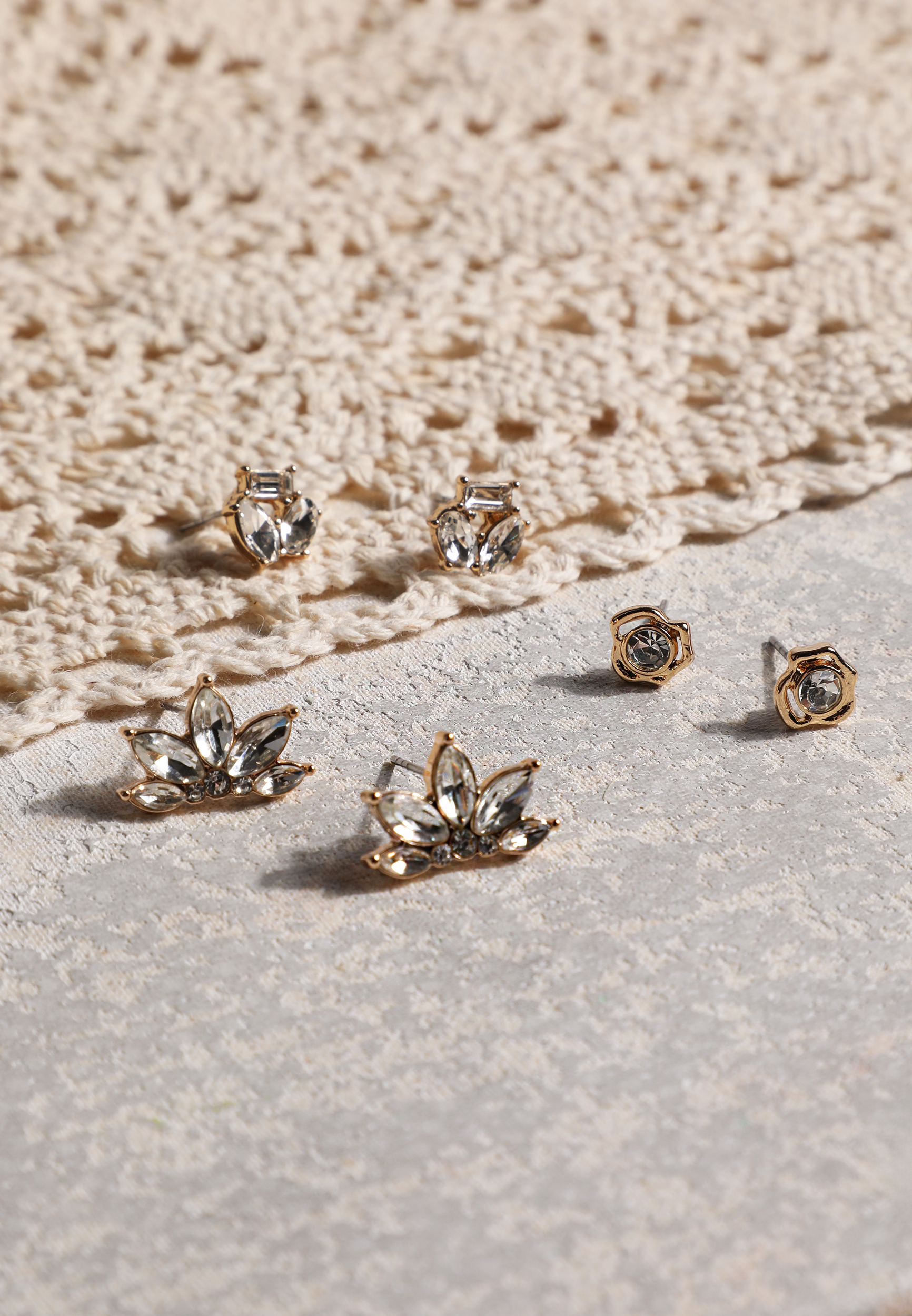 Gold Sparkle Stud Earring Set, C605, large