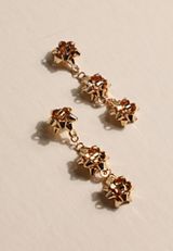 Gold Christmas Bow Triple Drop Earrings, C605, small