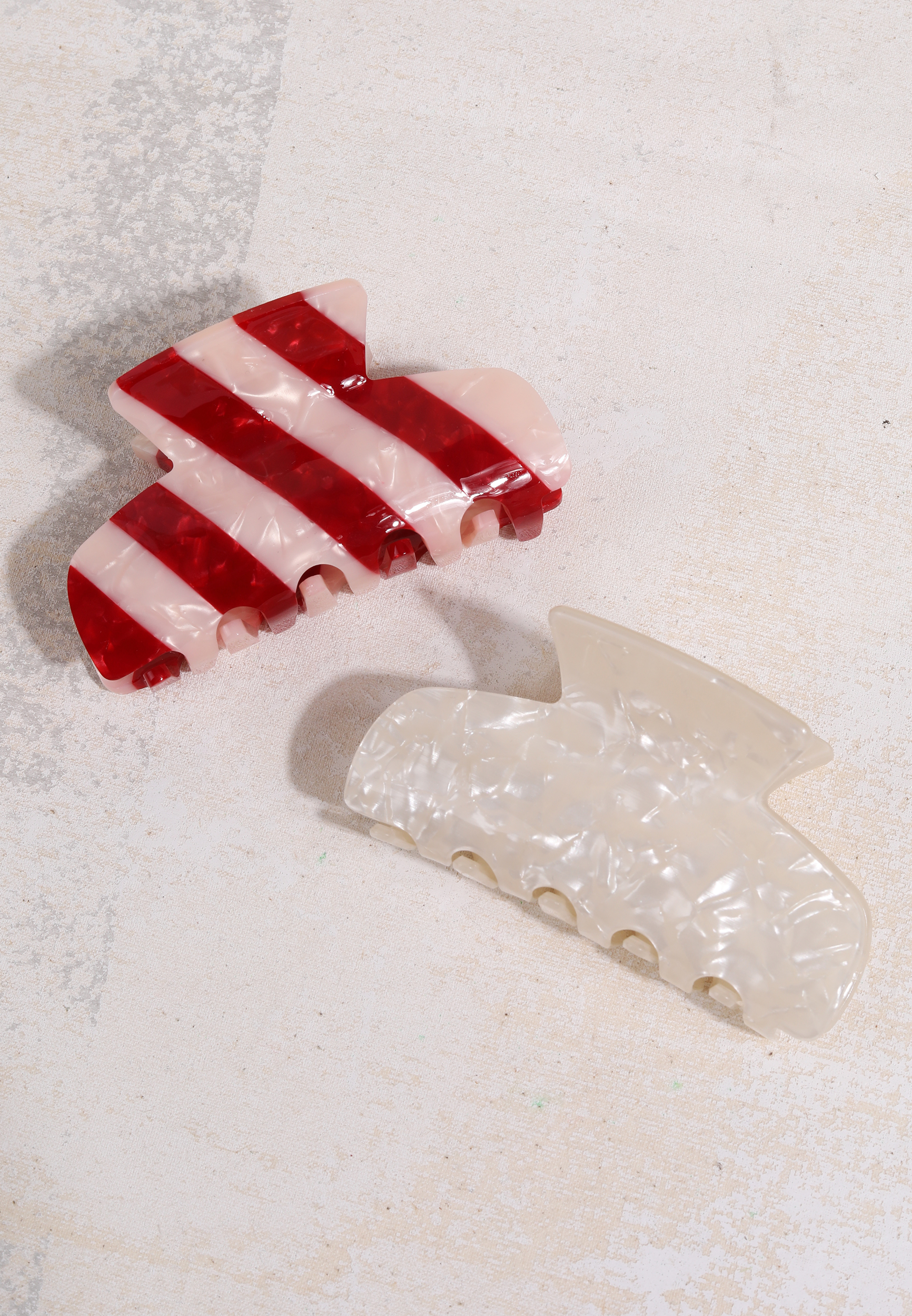Stripe And Ivory Claw Clip Set, C4731, large