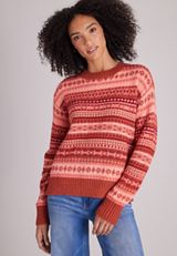 Mixed Stripe Fair Isle Sweater, C7514, small