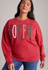 Plus Size Joyful Crewneck Sweatshirt, C7040, small