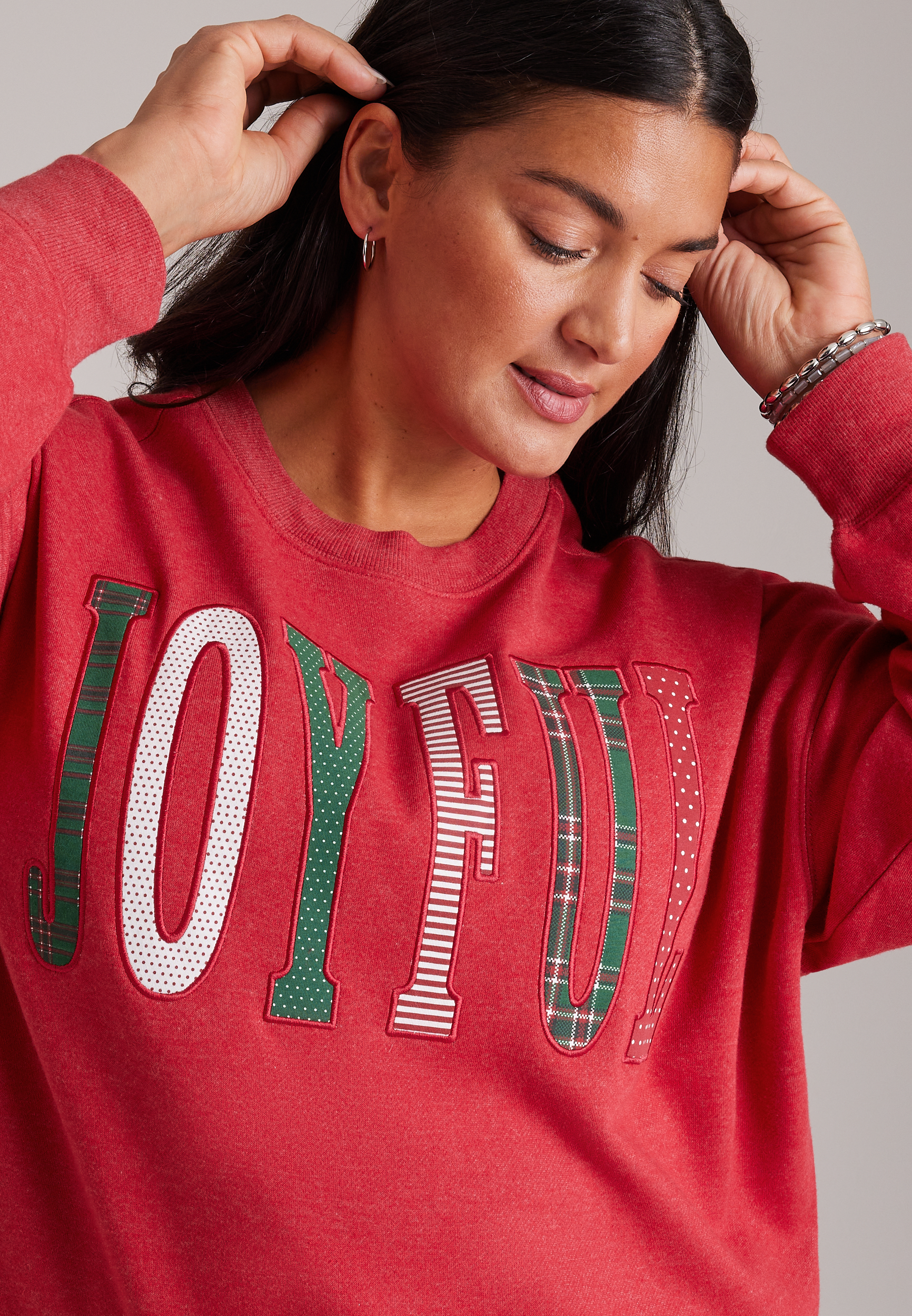 Plus Size Joyful Crewneck Sweatshirt, C7040, large