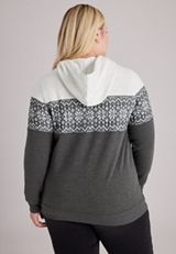 Plus Size Homeward Fair Isle Colorblock Hoodie, C1770, small