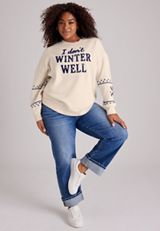 Plus Size I Don't Winter Well Chenille Graphic Sweatshirt, C3363, small