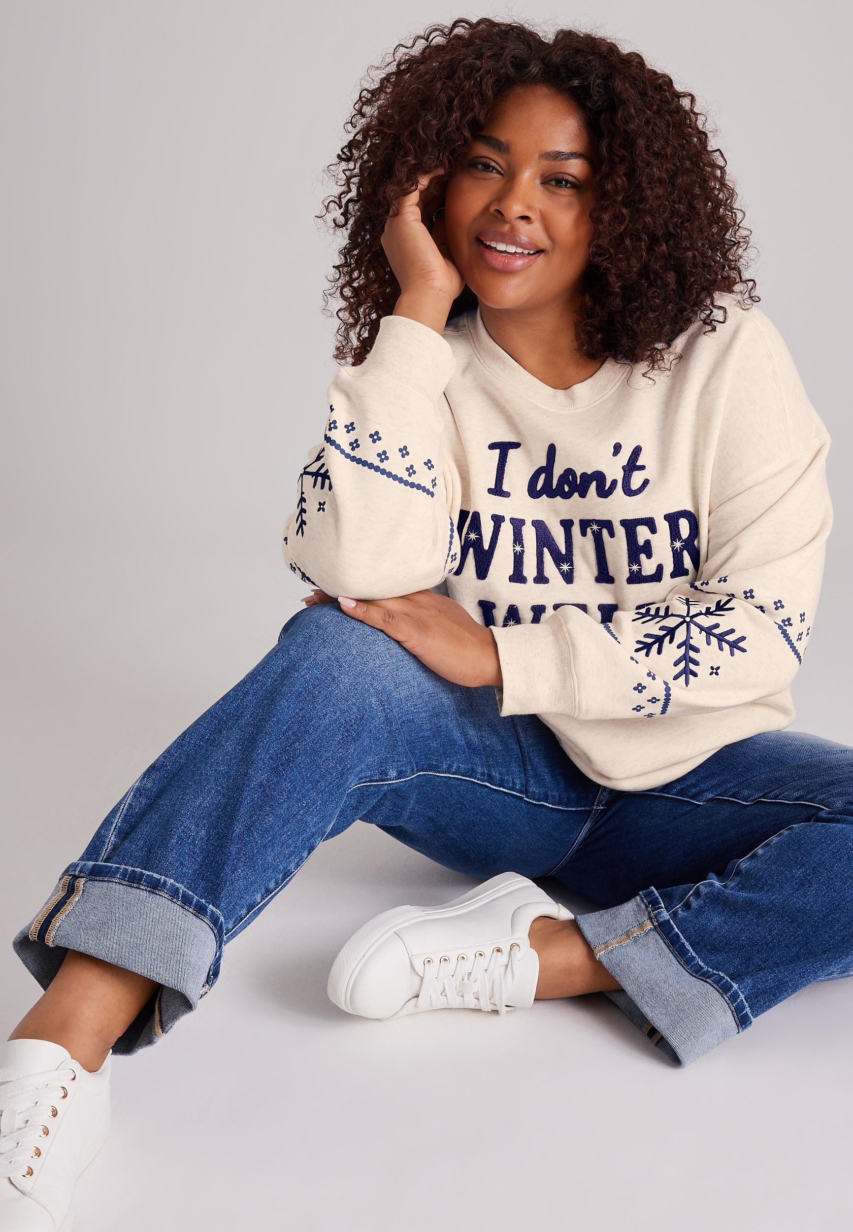 Plus Size I Don't Winter Well Chenille Graphic Sweatshirt, C3363, large
