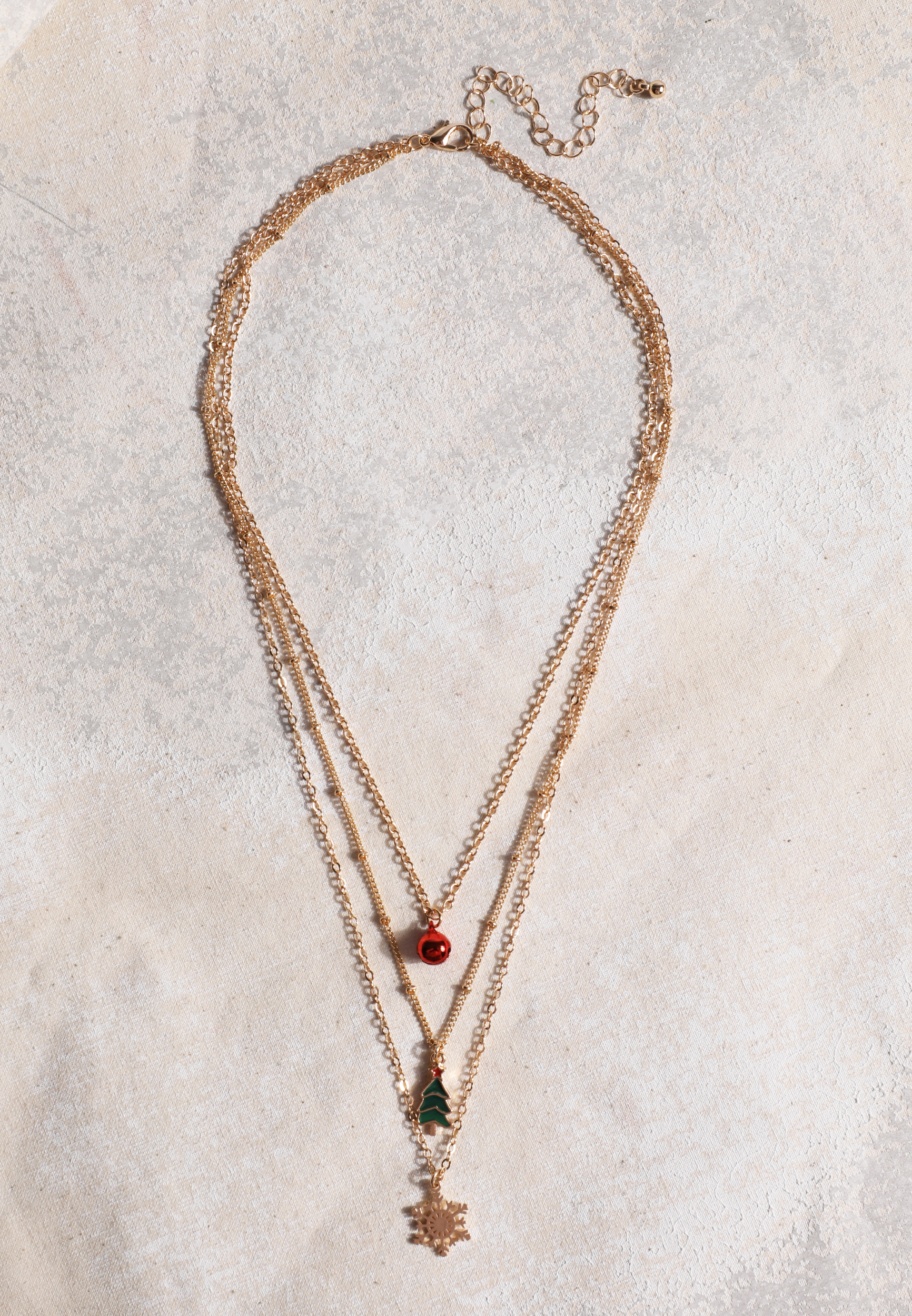 Gold Holiday Charm Layered Necklace, C605, large