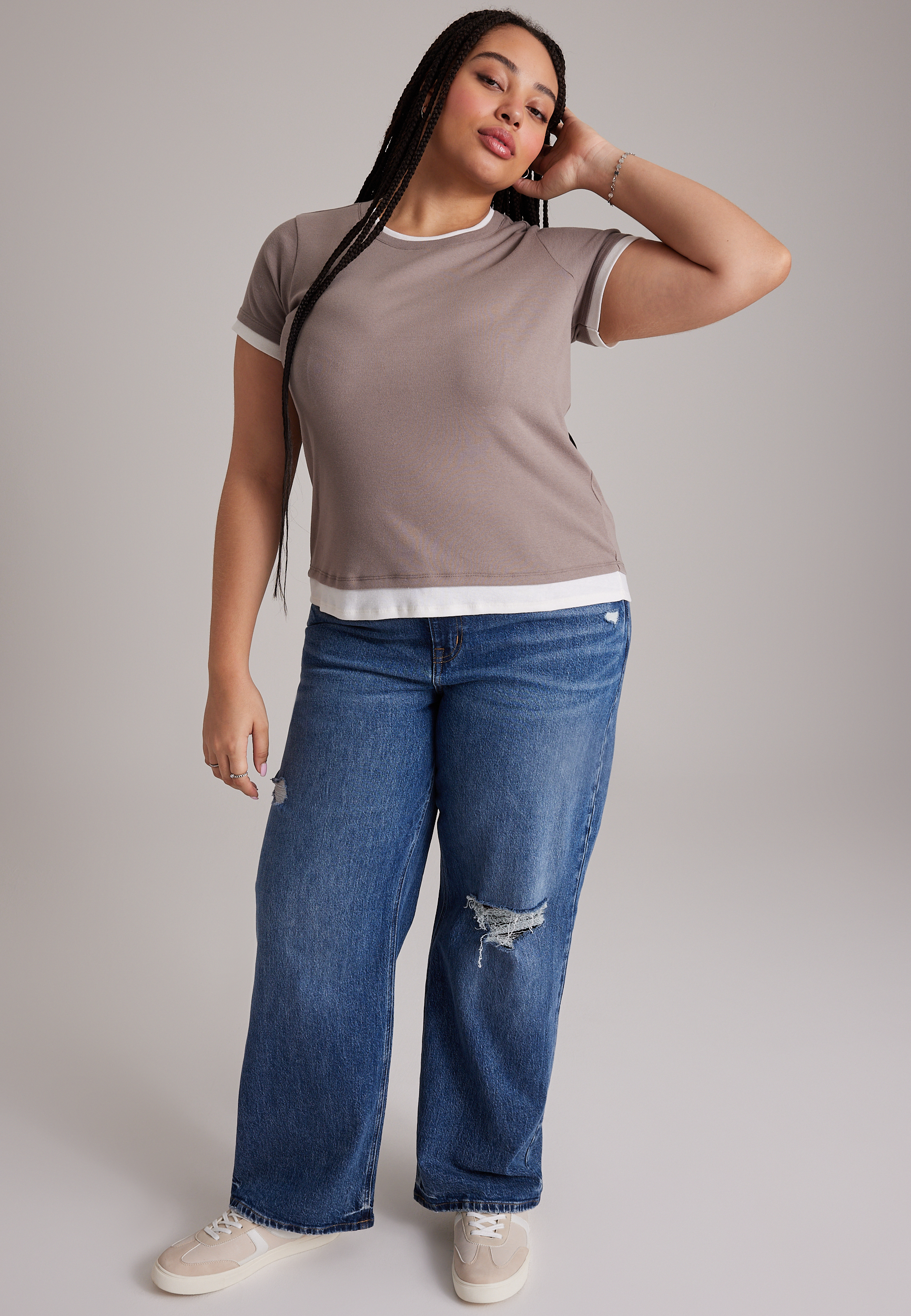 Plus Size 24/7 Twofer Tee, SATELITE, large