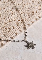 Silver Rhinestone Snowflake Necklace, C431, small