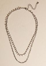 Silver Pearl Layered Chain Necklace, C431, small
