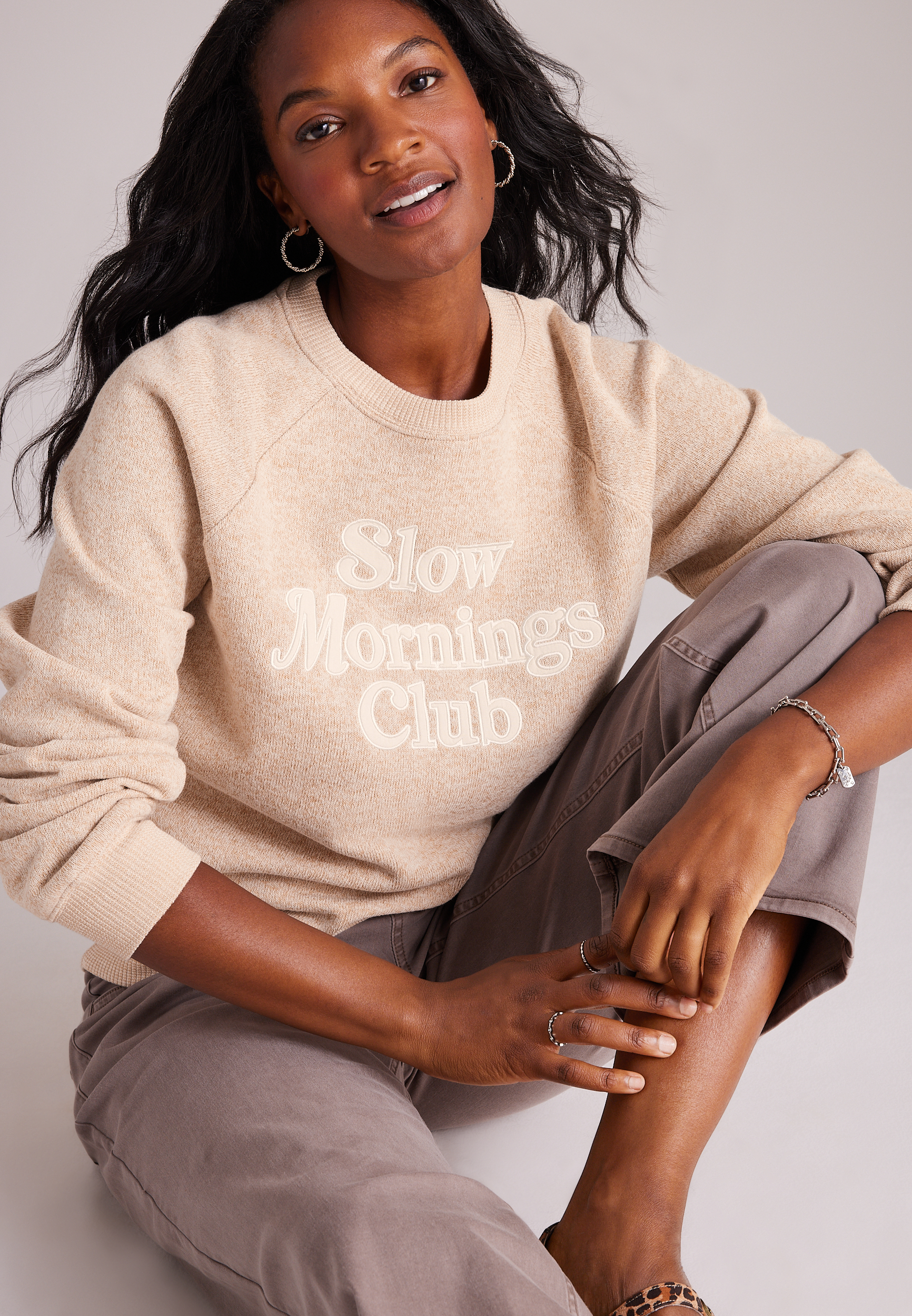 Slow Mornings Club Sweatshirt, AMPHORA, large