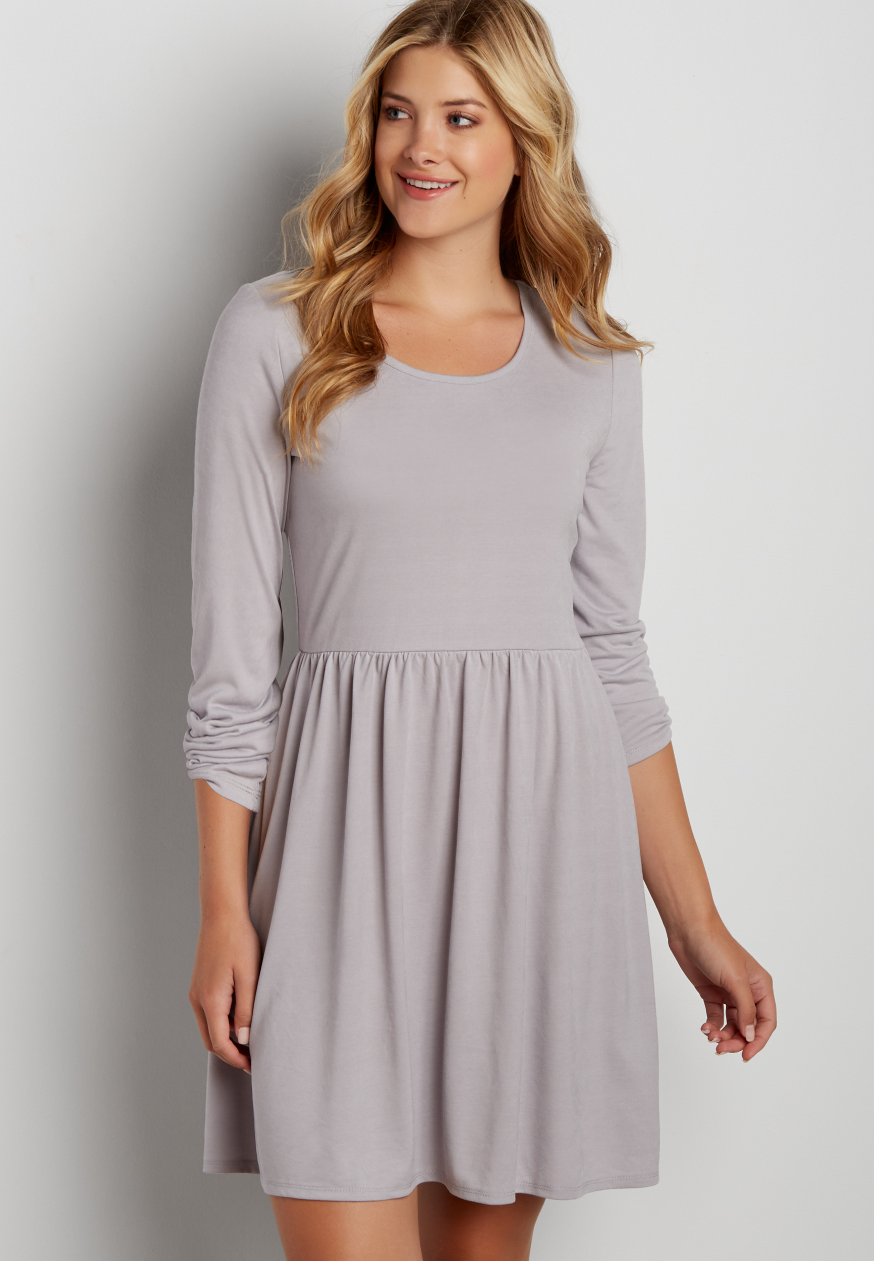 the 24/7 sandwashed dress with tie back in silver gray | maurices