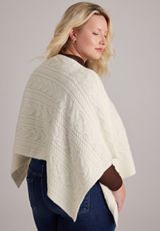 Cable Knit Boat Neck Sweater Poncho, C596, small