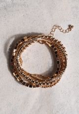 Gold Mixed Tennis Stretch Bracelet Set, C605, small