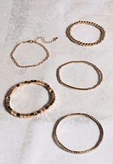 Gold Mixed Tennis Stretch Bracelet Set, C605, small