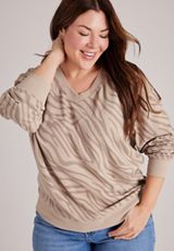 Plus Size Washed Terry Zebra Sweatshirt, C9661, small
