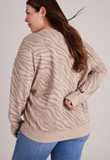 Plus Size Washed Terry Zebra Sweatshirt, C9661, small