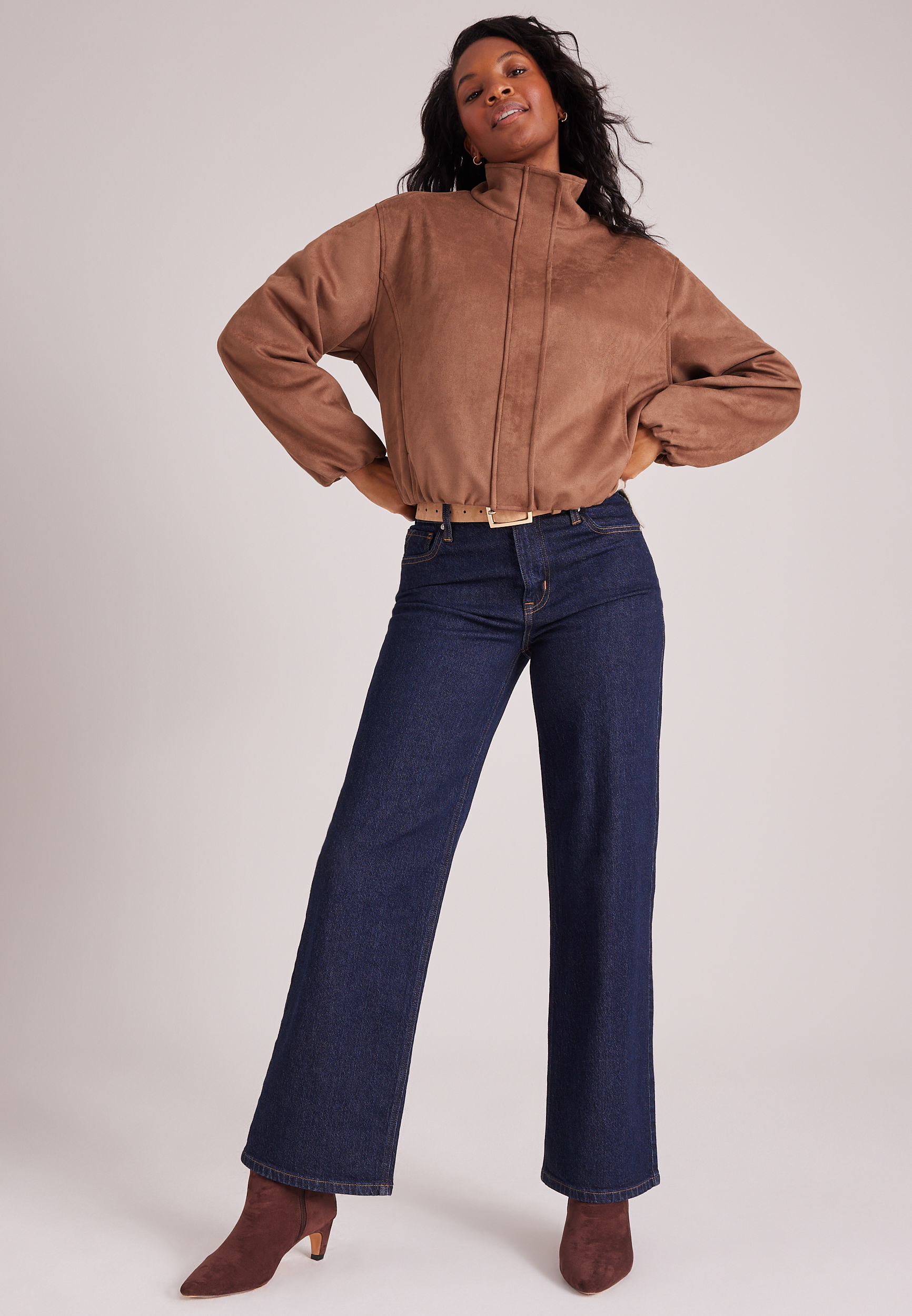 Faux Suede Bubble Hem Jacket, C5059, large