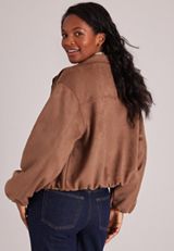 Faux Suede Bubble Hem Jacket, C5059, small
