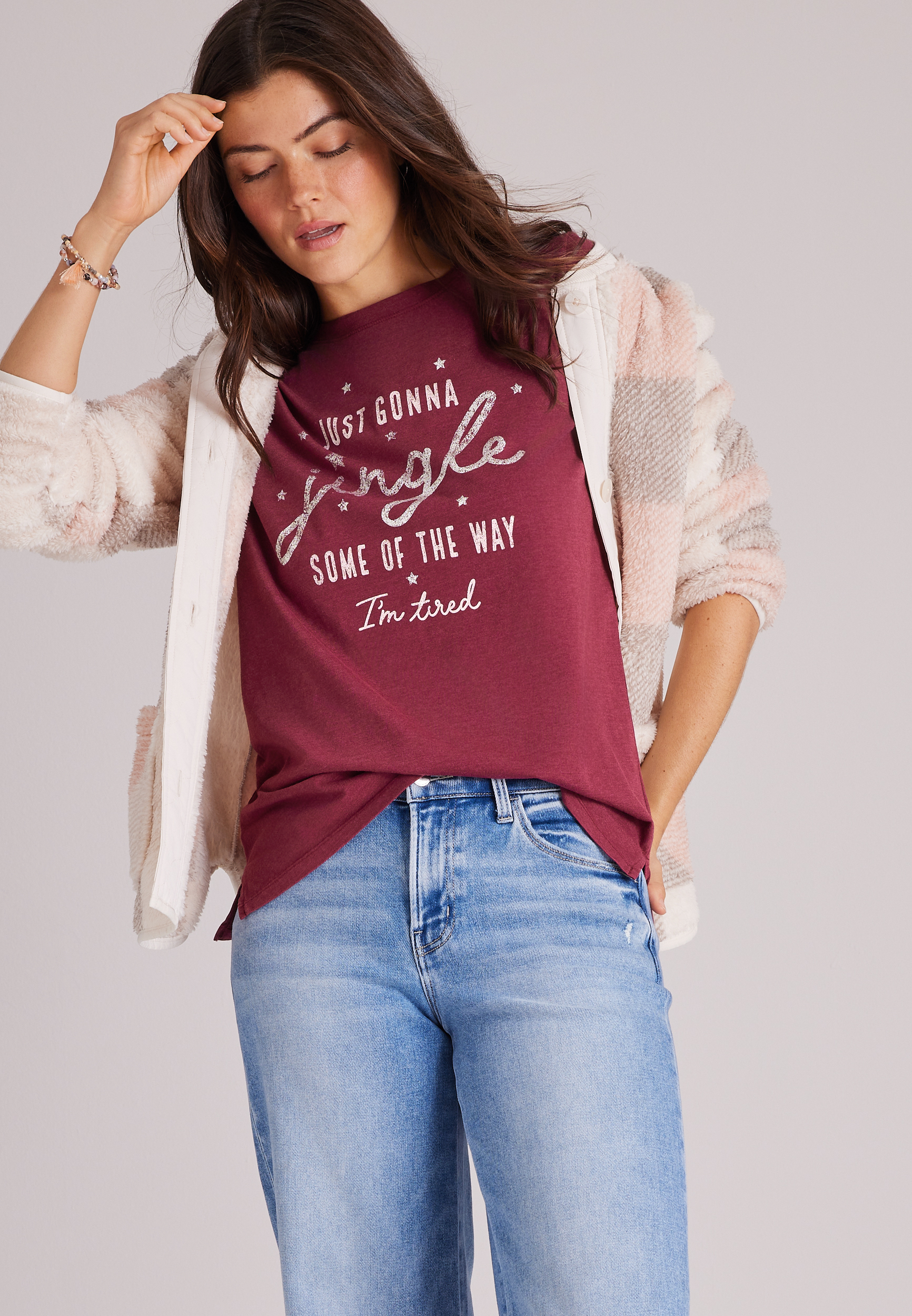 Jingle Some Of The Way I'm Tired Relaxed Fit Graphic Tee, C1676, large