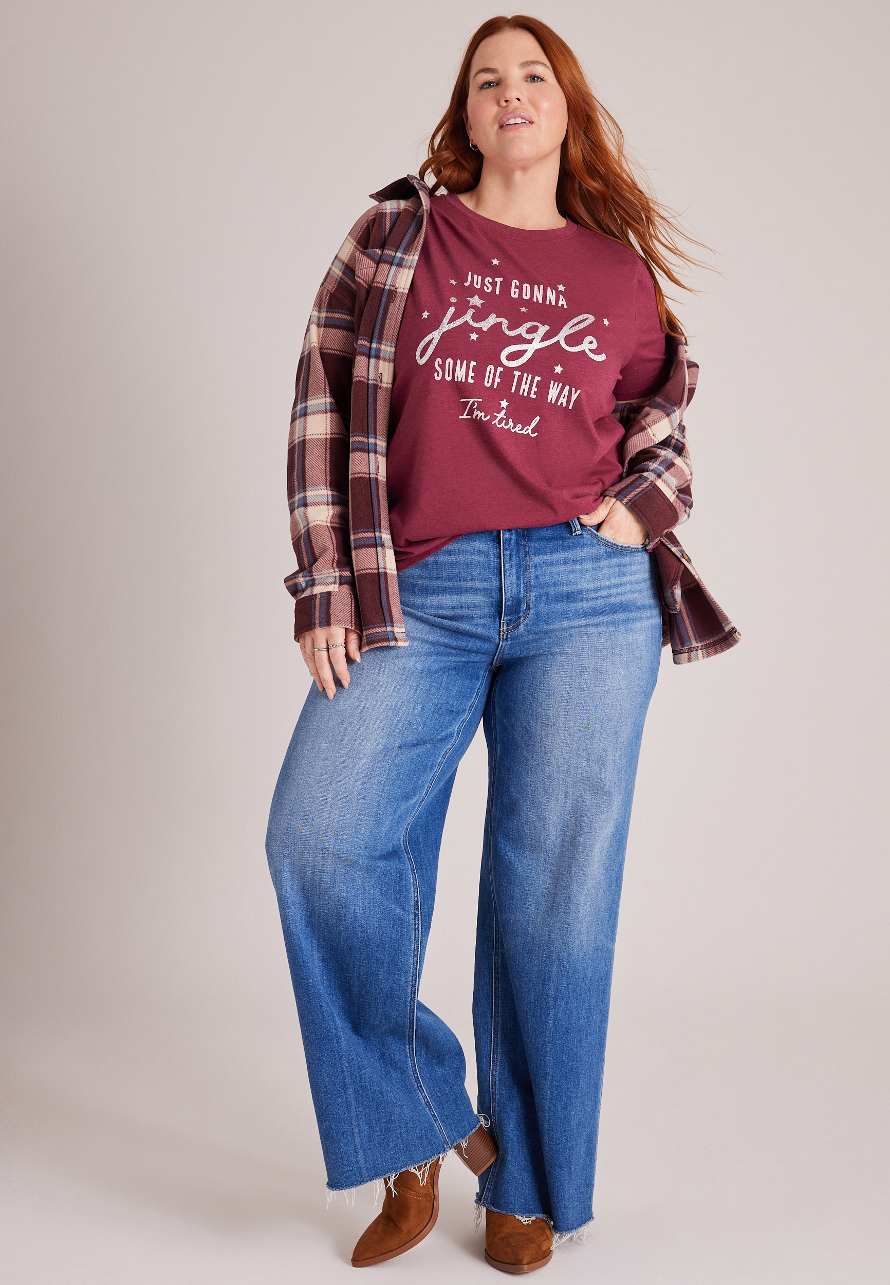Plus Size Jingle Some Of The Way I'm Tired Relaxed Fit Graphic Tee, C1676, large