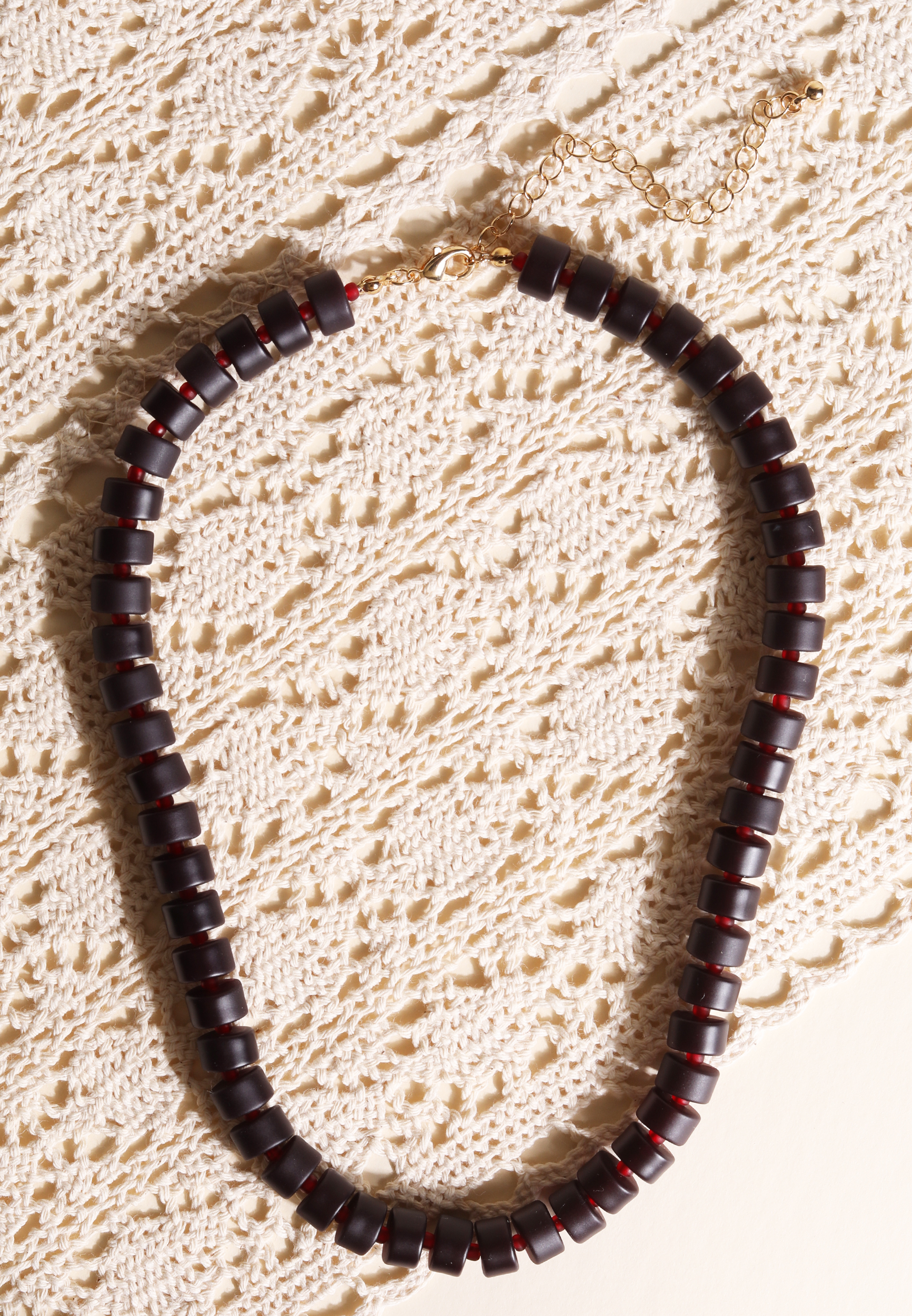 Purple And Red Plum Beaded Necklace, C9028, large