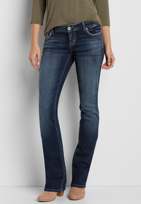 DenimFlex™ slim boot jeans with sequin and frayed back pockets | maurices