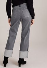 Flying Monkey™ Gray High Rise Fray Cuffed Slim Wide Leg Jean, C829, small