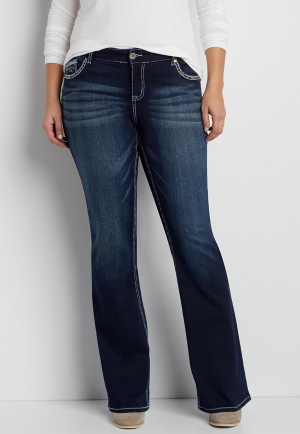 DenimFlex™ plus size bootcut jeans with rose goldtone metallic ...