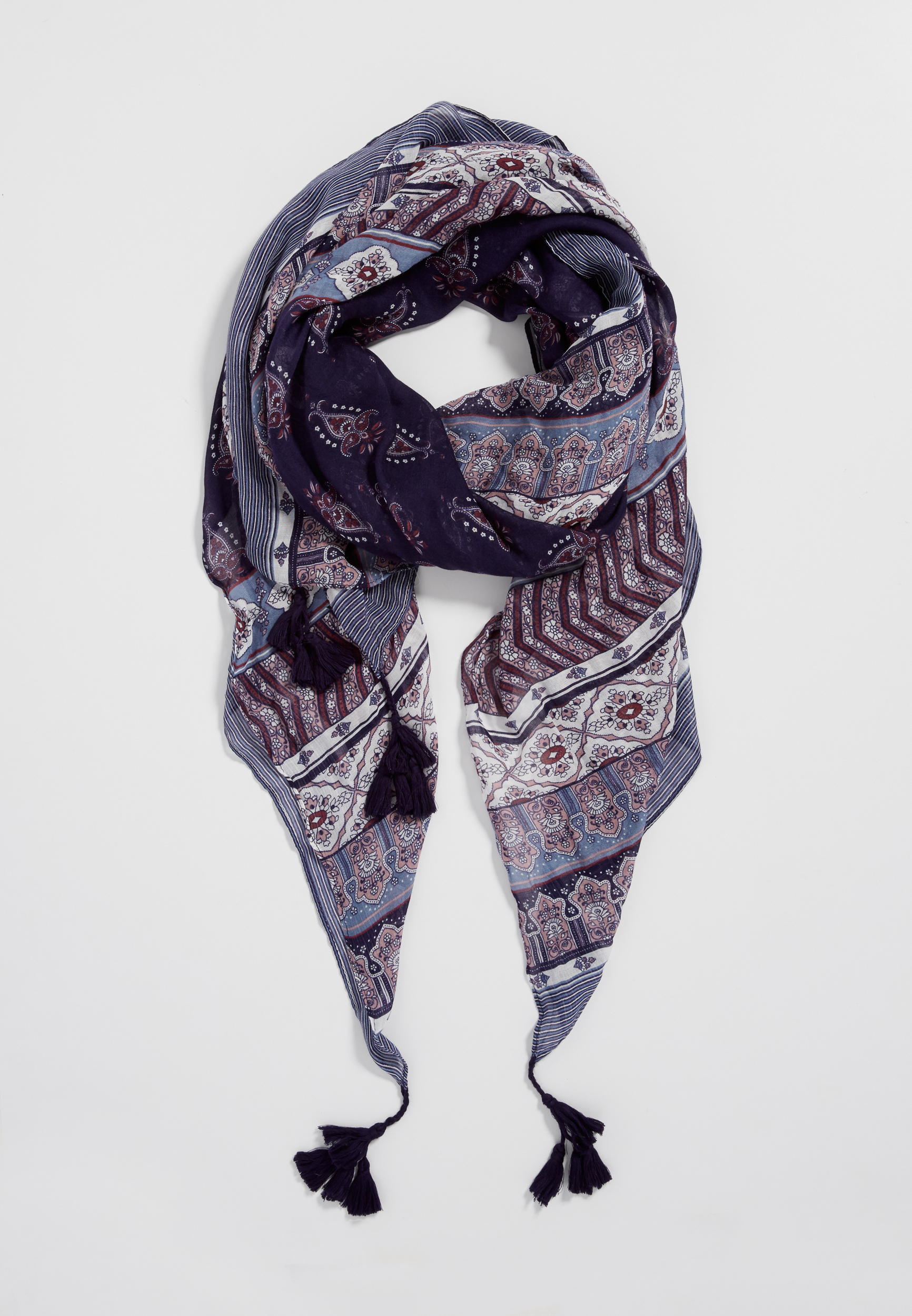 square scarf with tassels in paisley print | maurices