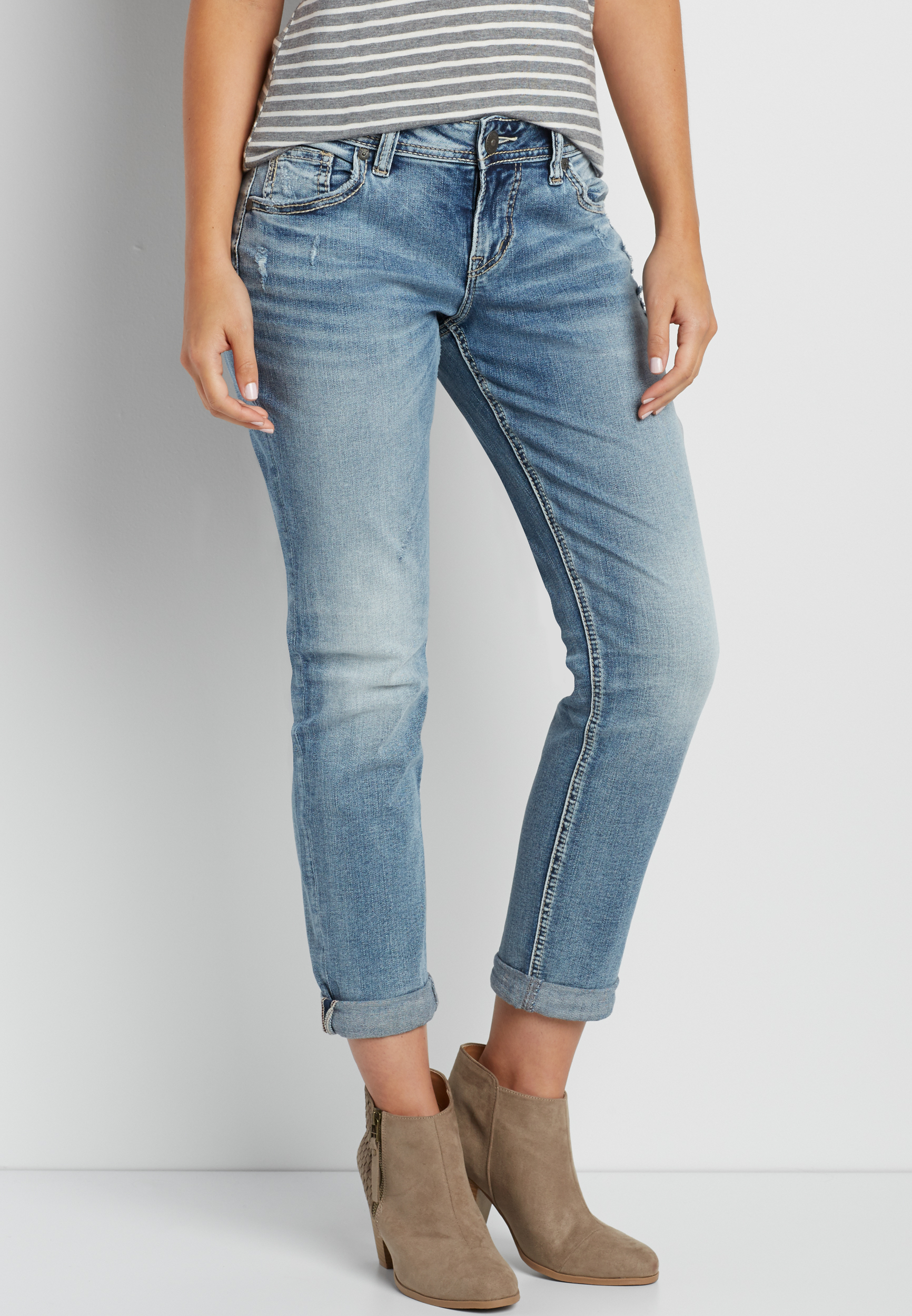 maurices silver boyfriend jeans