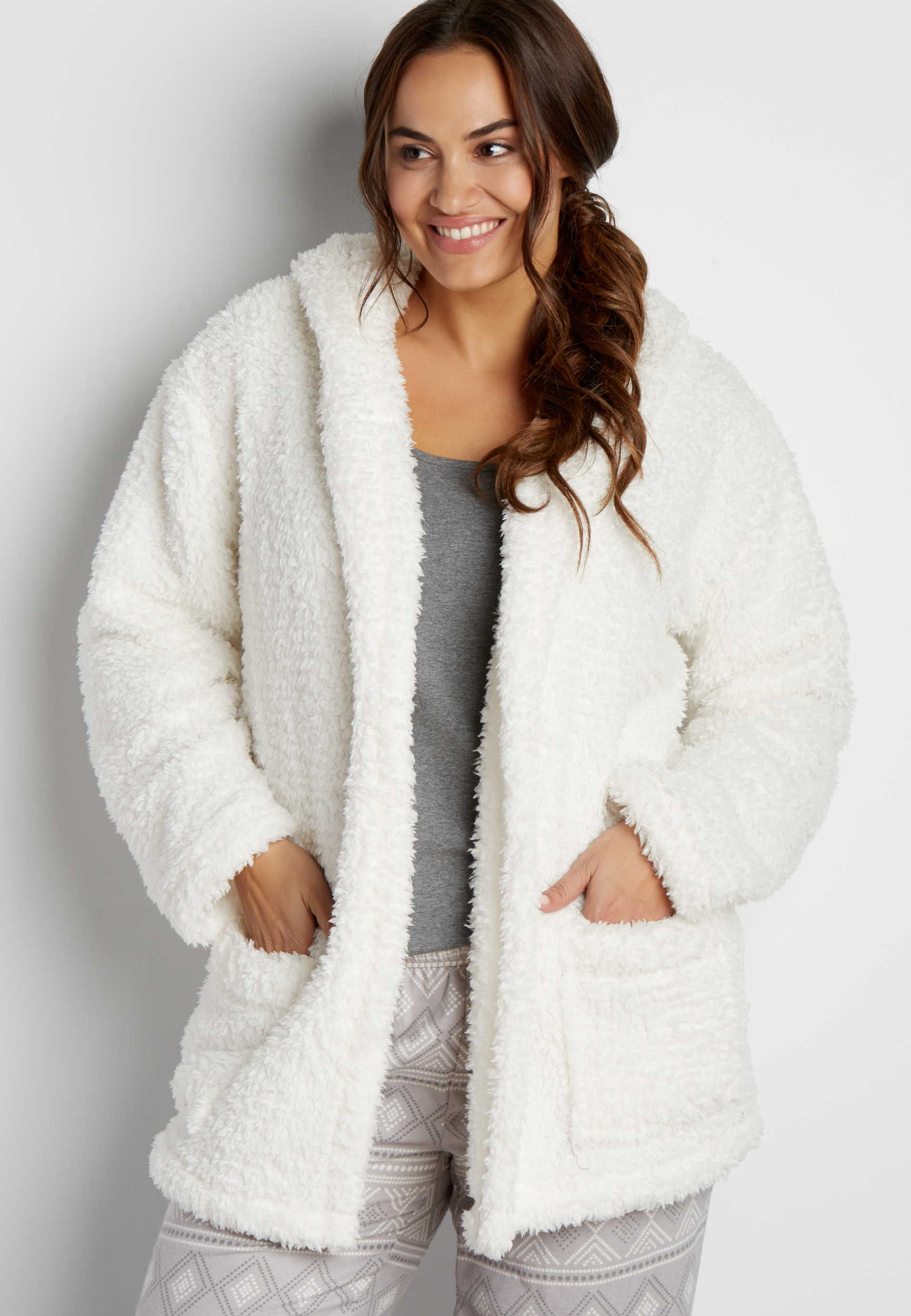plus size ultra soft faux sherpa sleep robe maurices