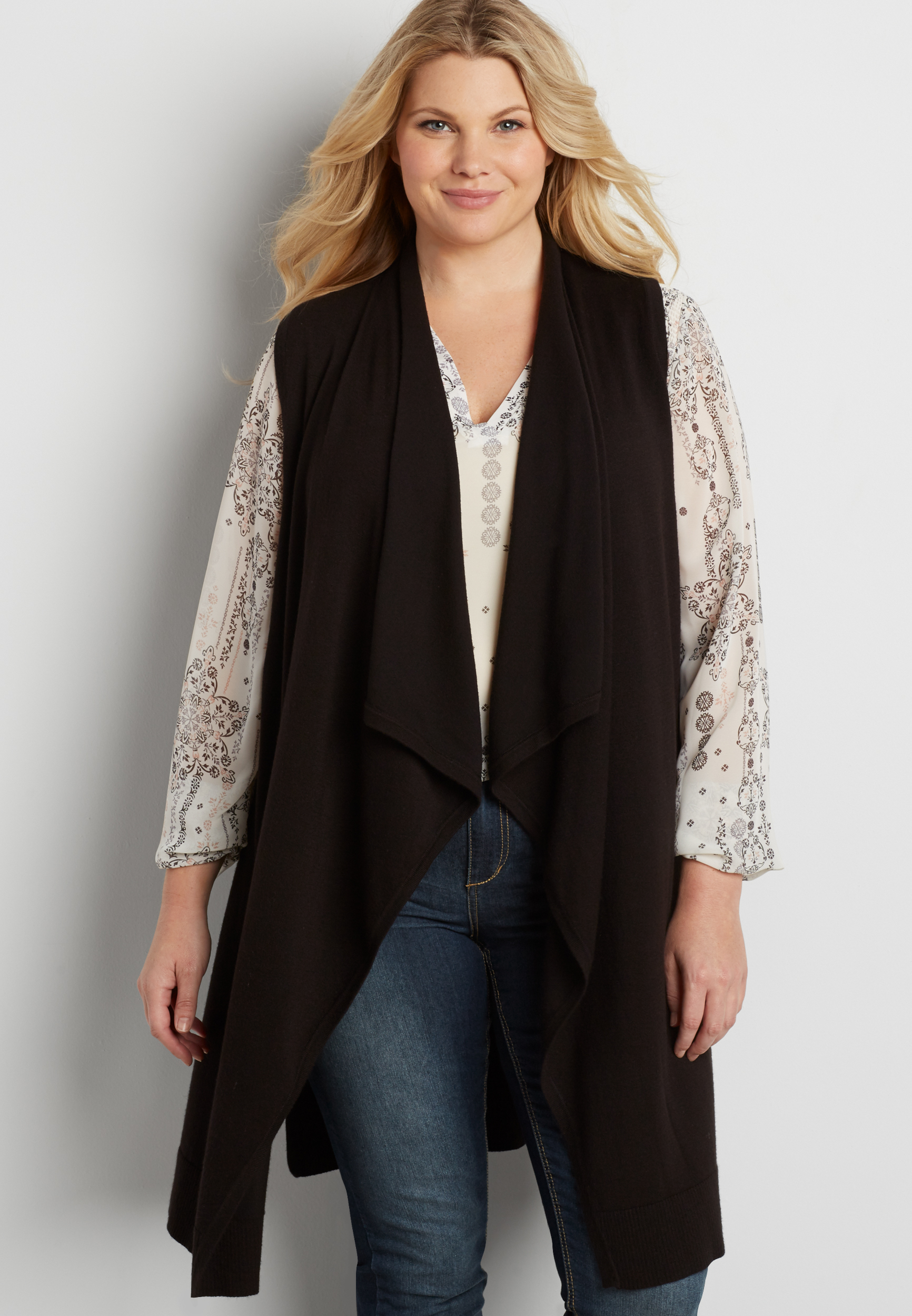 plus size knit waterfall vest maurices