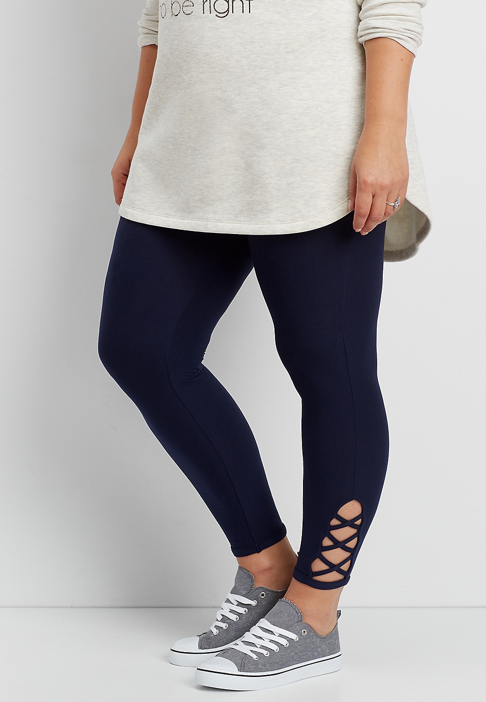 plus size ultra soft legging with strappy detail
