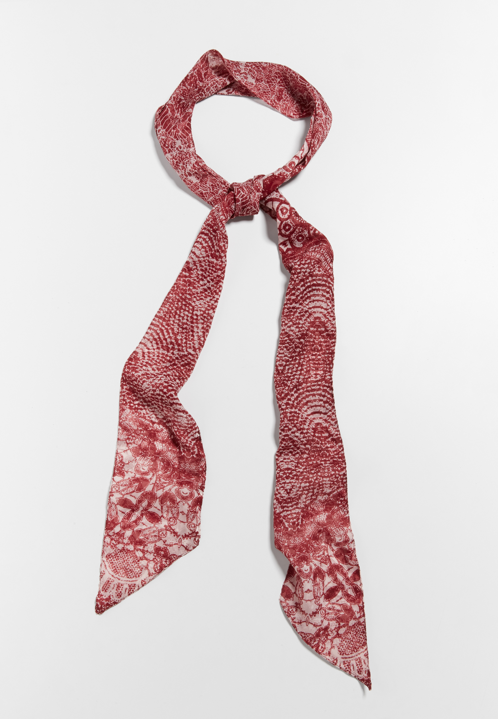 patterned chiffon skinny scarf in rose petal combo | maurices