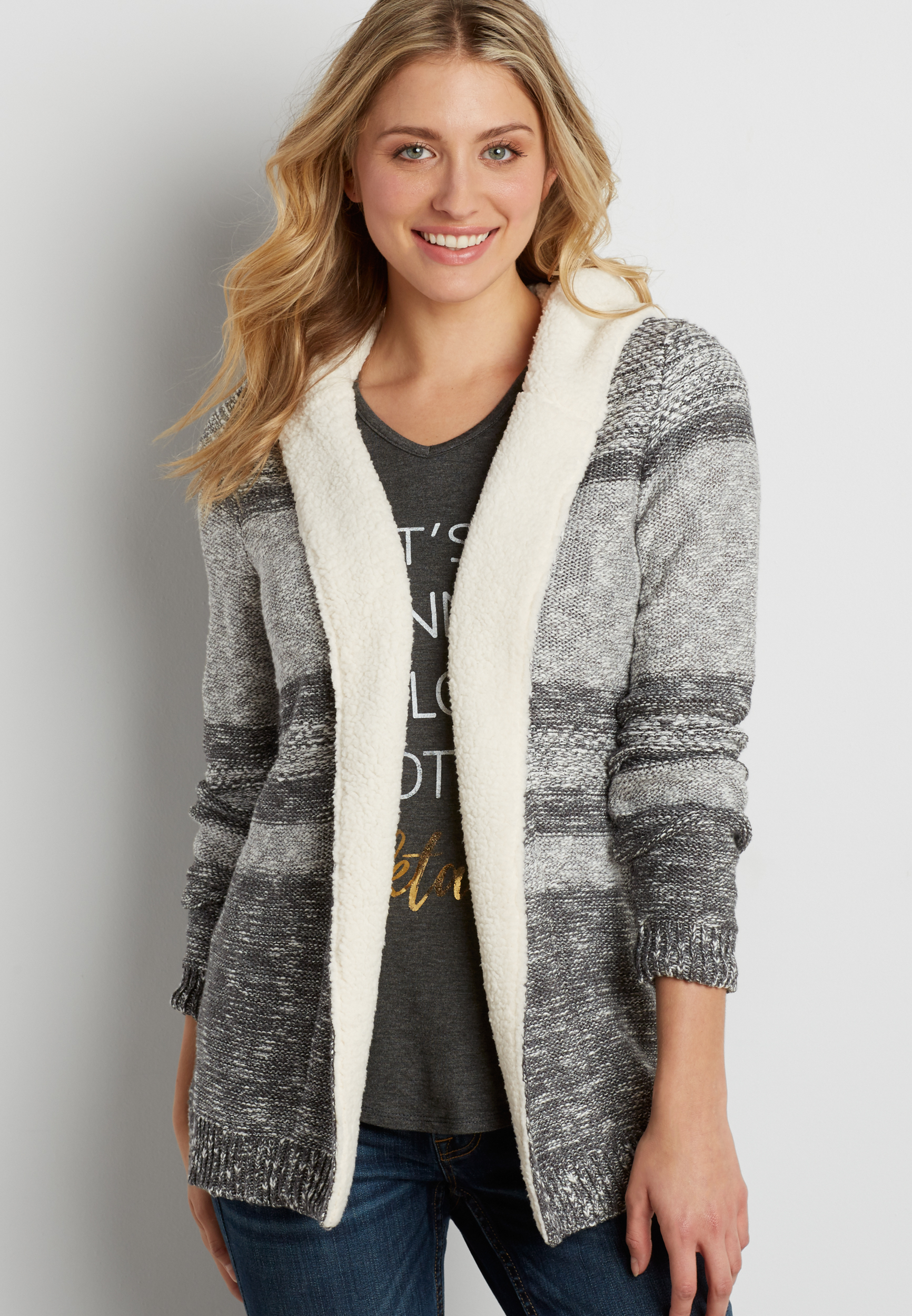 Sherpa lined best sale hooded cardigan