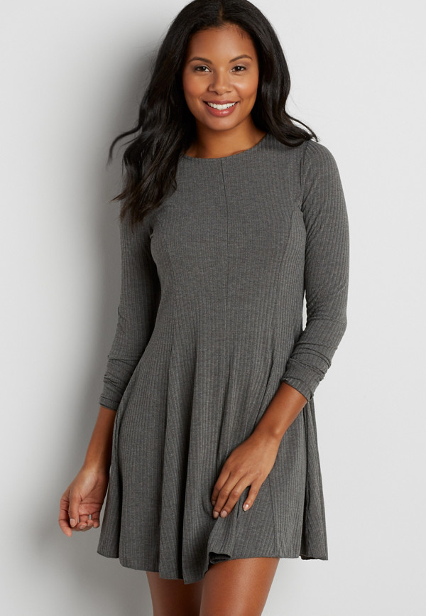 ribbed sweater dress with lace up back | maurices