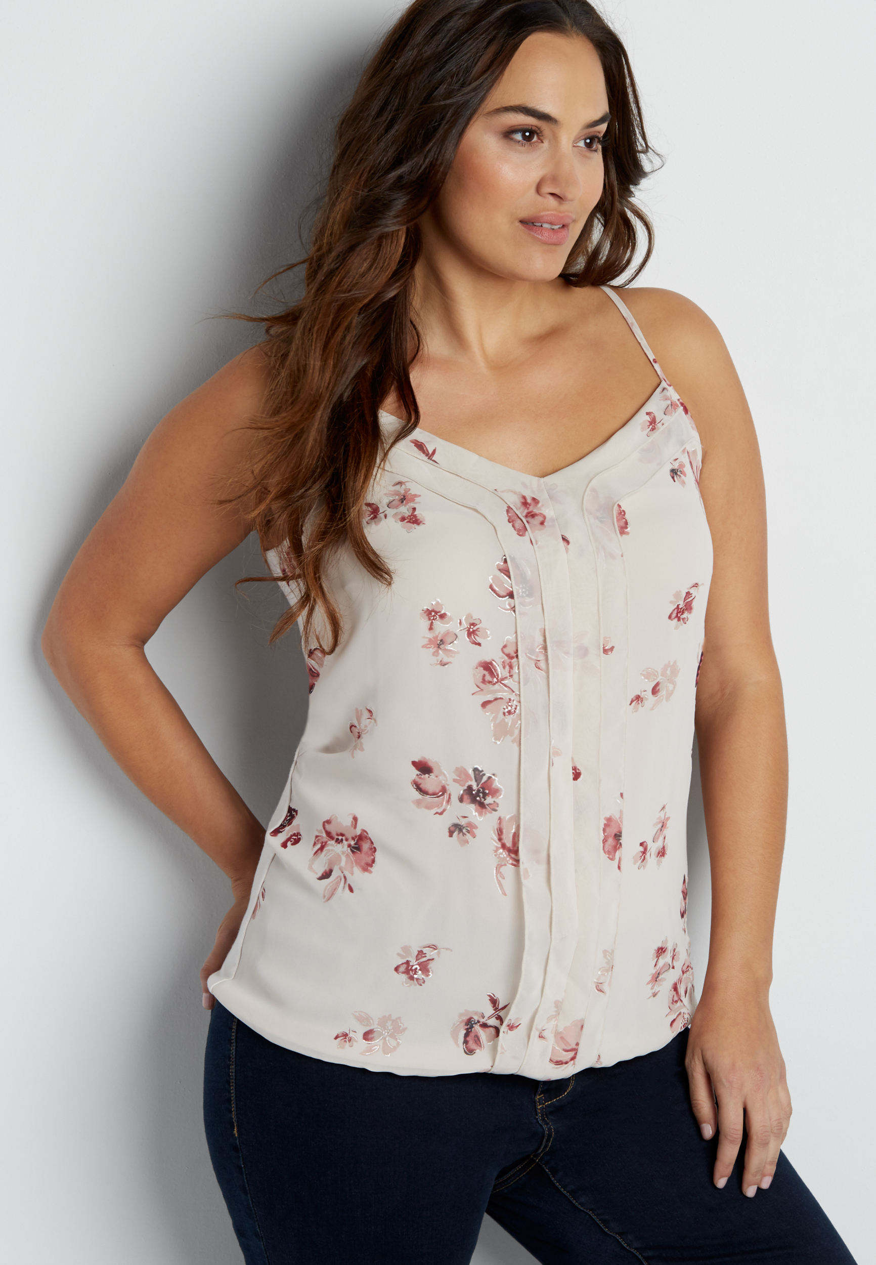 Plus Size Ruffled Tank With Cut Out main image 0