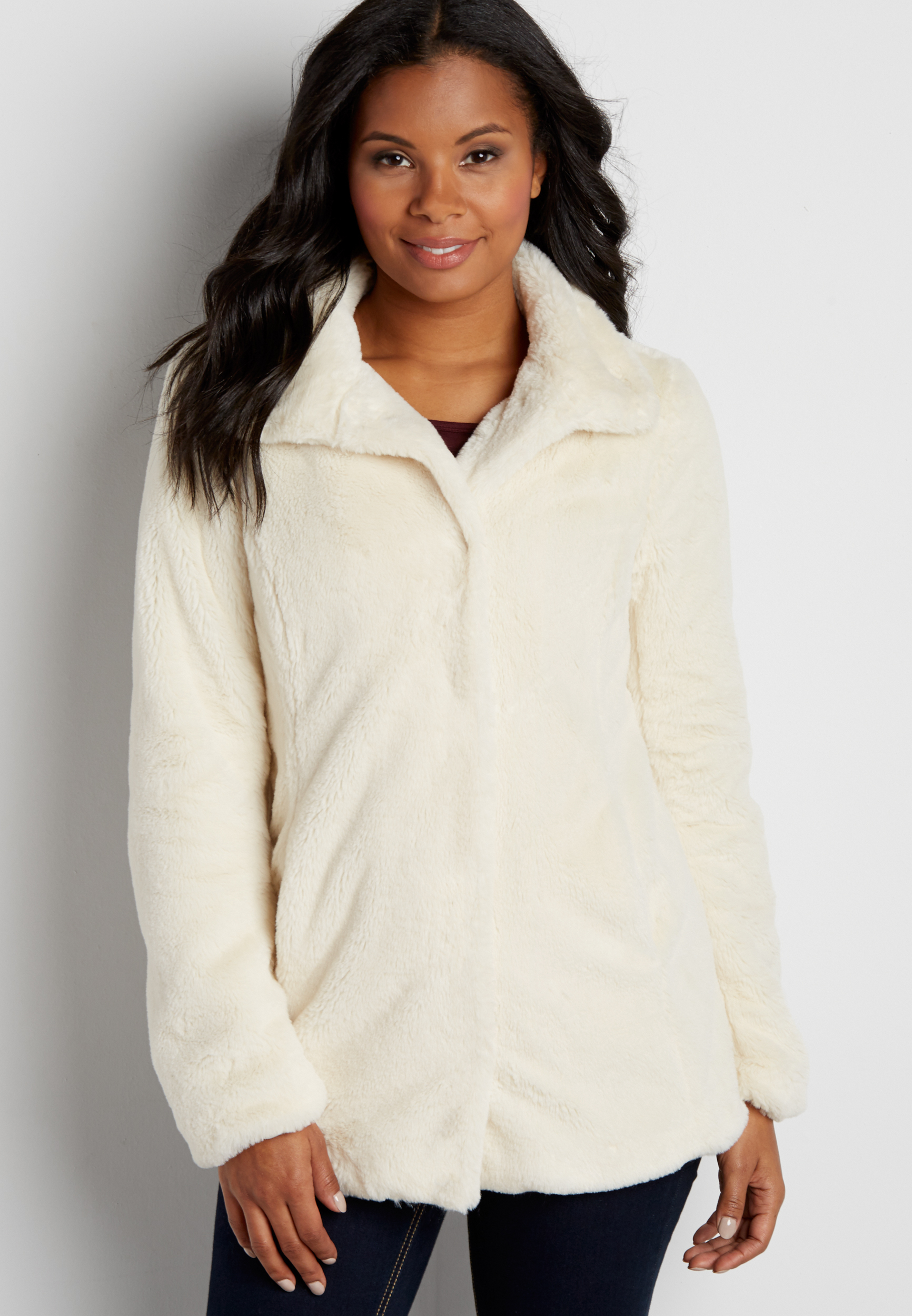 Maurices Faux Fur Collar Leather Vest Women (M) main image 1