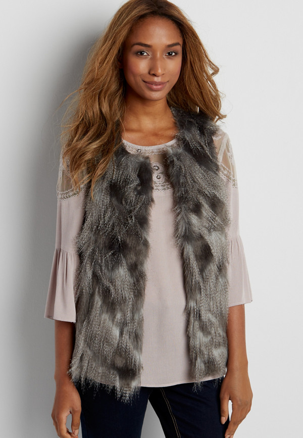 faux fur vest with thick knit back | maurices