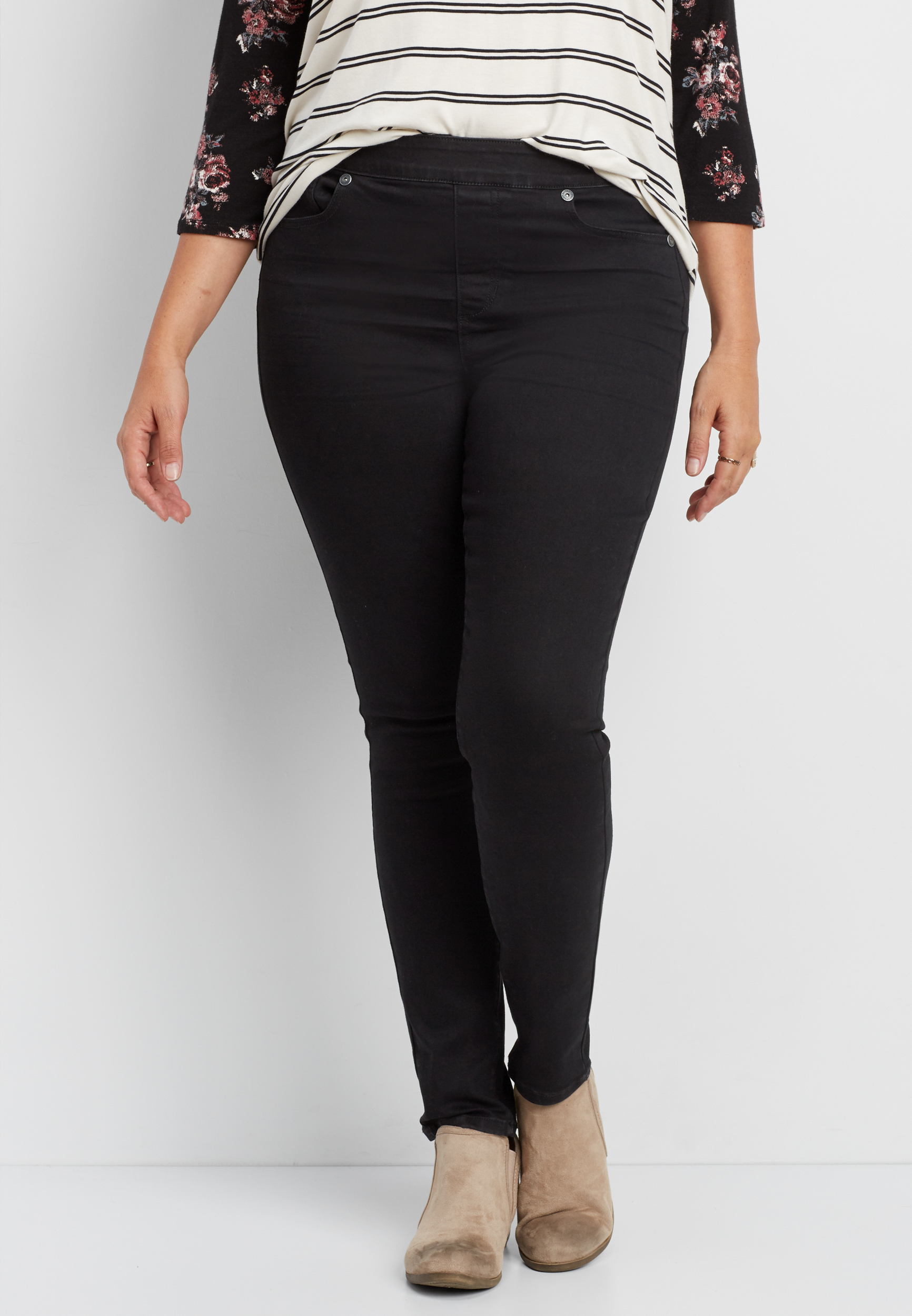 plus size black jeggings with pockets