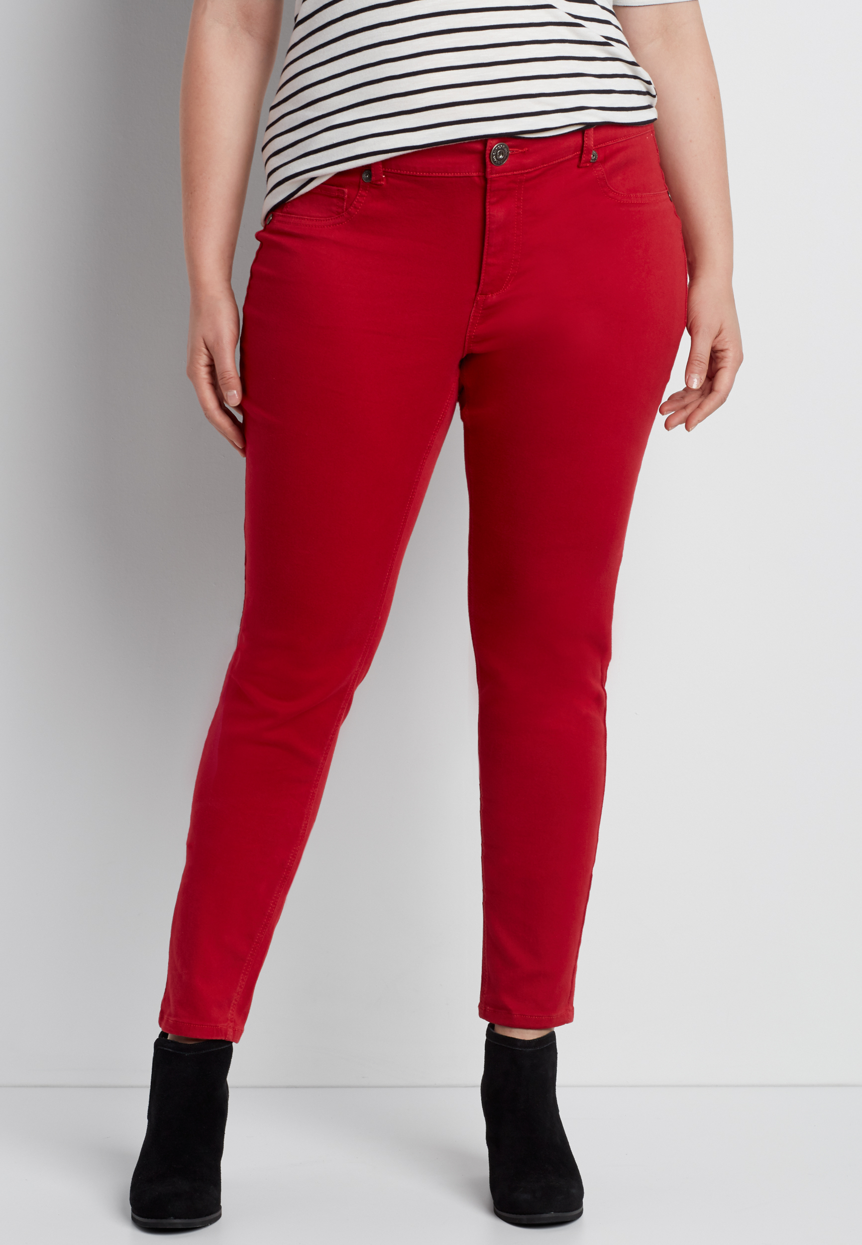 red jeggings plus size