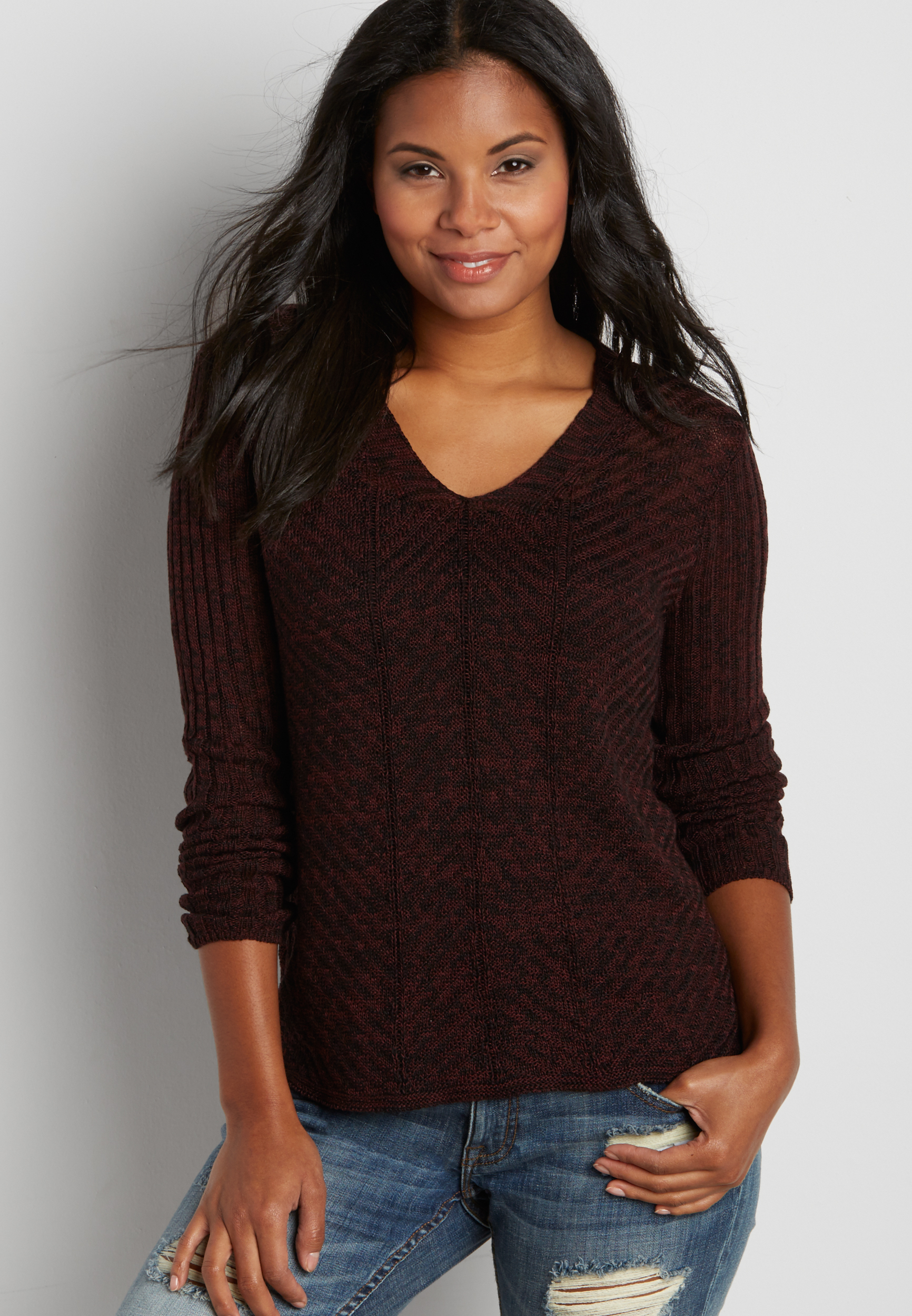 pullover sweater with herringbone stitching | maurices
